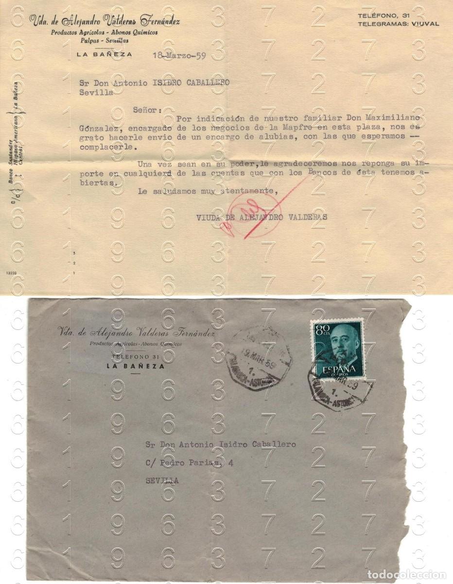 Otros art&iacute;culos de coleccionismo en papel: LA BA&Ntilde;EZA LEON CARTA A SEVILLA 1959 B45