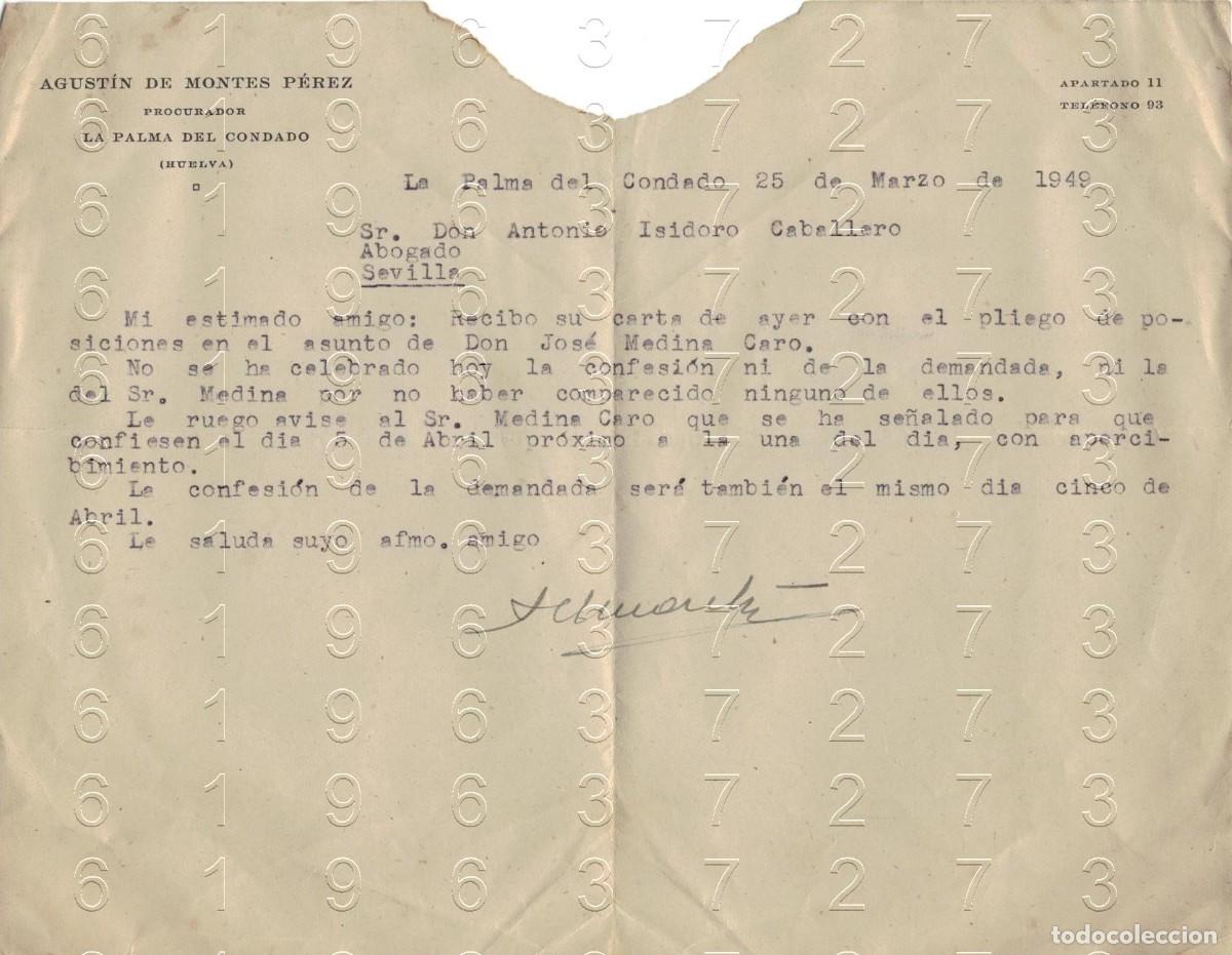 Otros art&iacute;culos de coleccionismo en papel: LA PALMA DEL CONDADO HUELVA CARTA 1949 B45