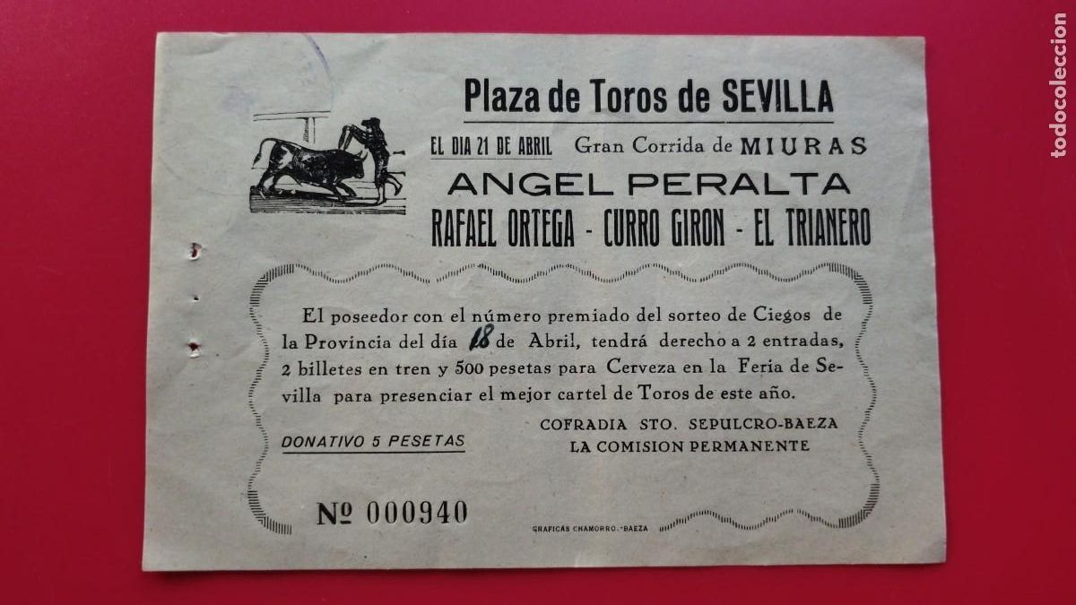 Otros art&iacute;culos de coleccionismo en papel: PLAZA DE TOROS DE SEVILLA.-MIURAS.-ANGEL PERALTA.-RAFAEL ORTEGA.-CURRO GIRON.-EL TRIANERO.
