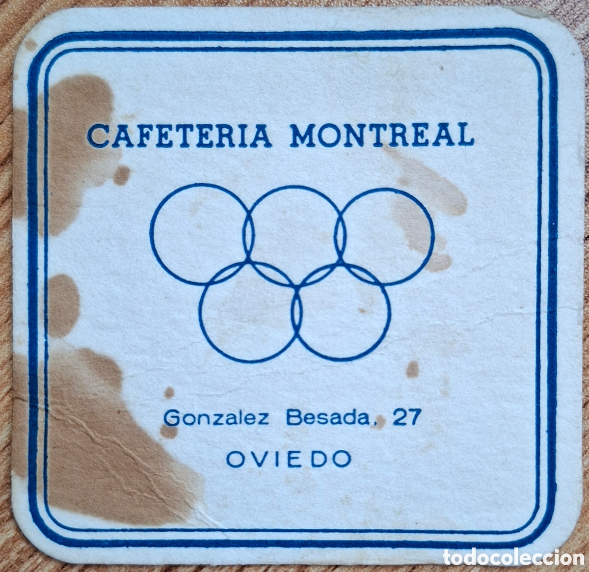 Otros art&iacute;culos de coleccionismo en papel: Posavasos Cafeter&iacute;a Montreal - cuadrado - Oviedo (Asturias)