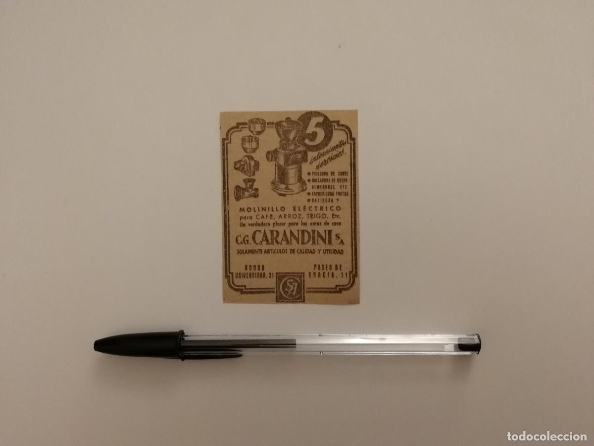 Otros art&iacute;culos de coleccionismo en papel: TARJETA ACARTONADA - CARANDINI - MOLINILLO ELECTRICO - PUBLICIDAD ANTIGUA