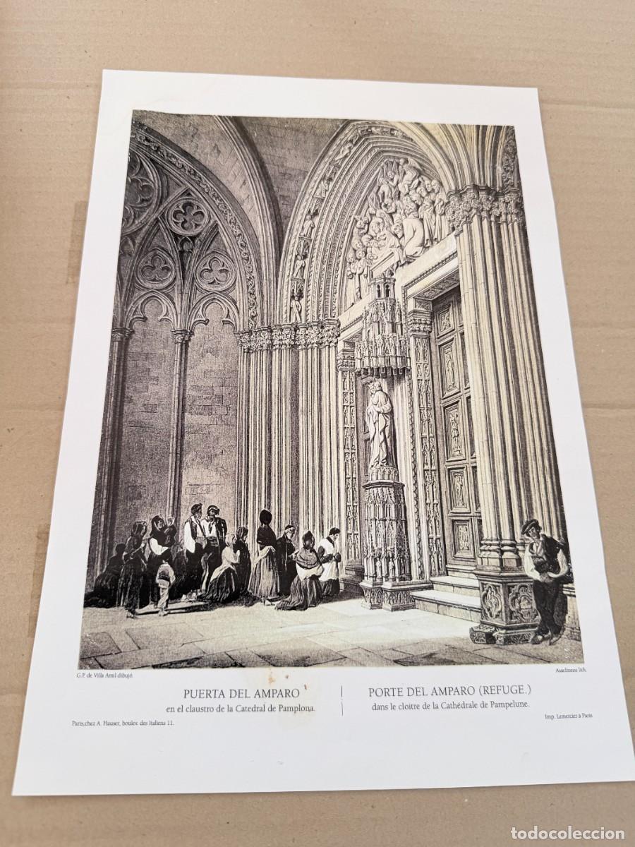 Otros art&iacute;culos de coleccionismo en papel: S1-LAMINA DE LA PUERTA DEL AMPARO EN EL CLAUSTRO DE LA CATEDRAL DE PAMPLONA DE 1.850