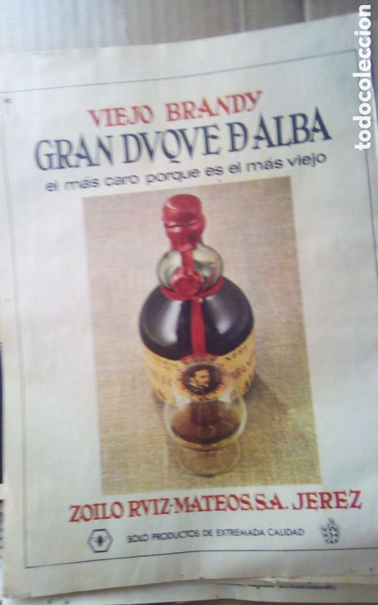 Otros art&iacute;culos de coleccionismo en papel: Publicidad viejo brandy Gran Duque de Alba. Zoilo Ruiz-Mateos, S. A., Jerez. Los domingos ABC. 1970.