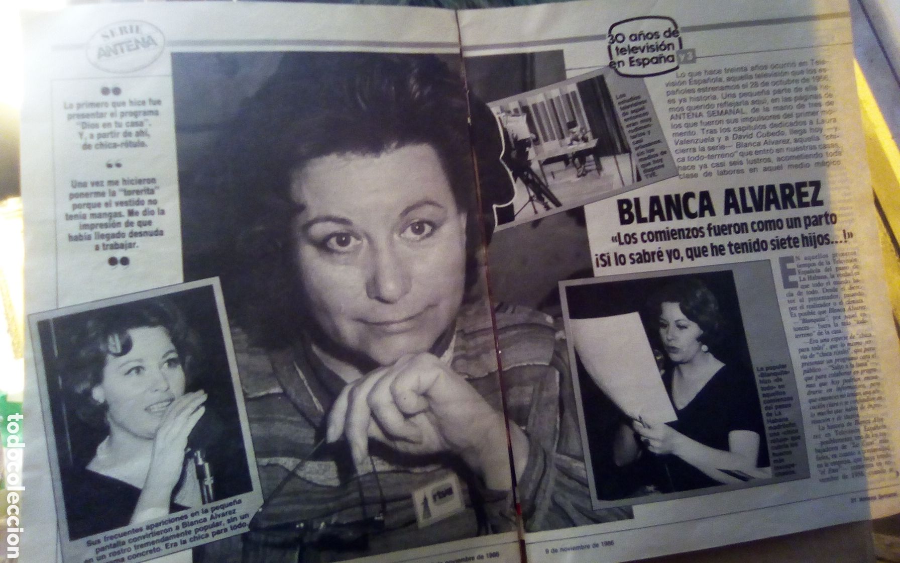 Otros art&iacute;culos de coleccionismo en papel: Blanca &Aacute;lvarez, chica para todo en TVE. Antena semanal. 09-11-1986. Son 2 Hojas.