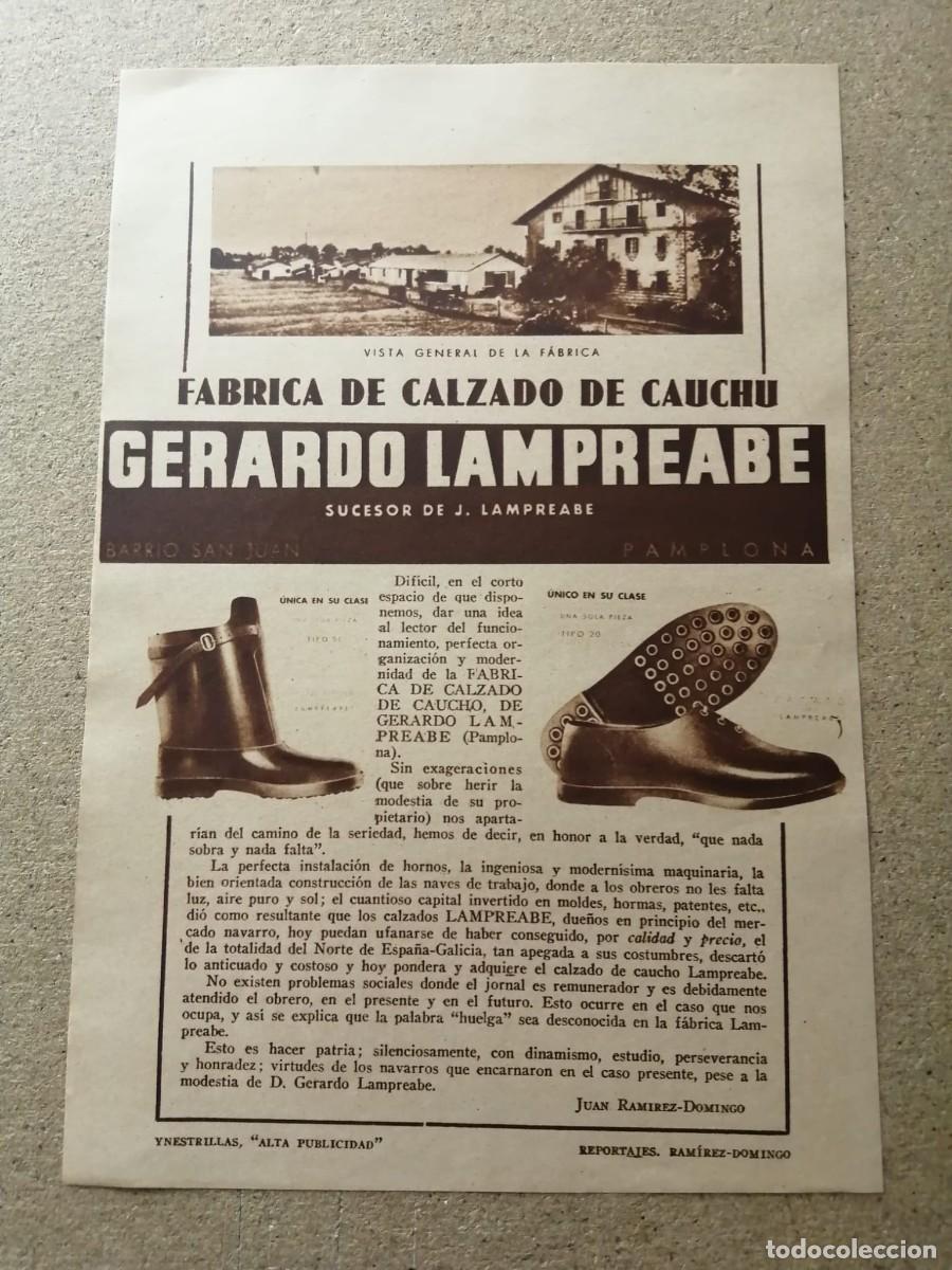 Otros art&iacute;culos de coleccionismo en papel: ANUNCIO. FABRICA DE CALZADO DE CAUCHO GERARDO LAMPREABE (PAMPLONA)