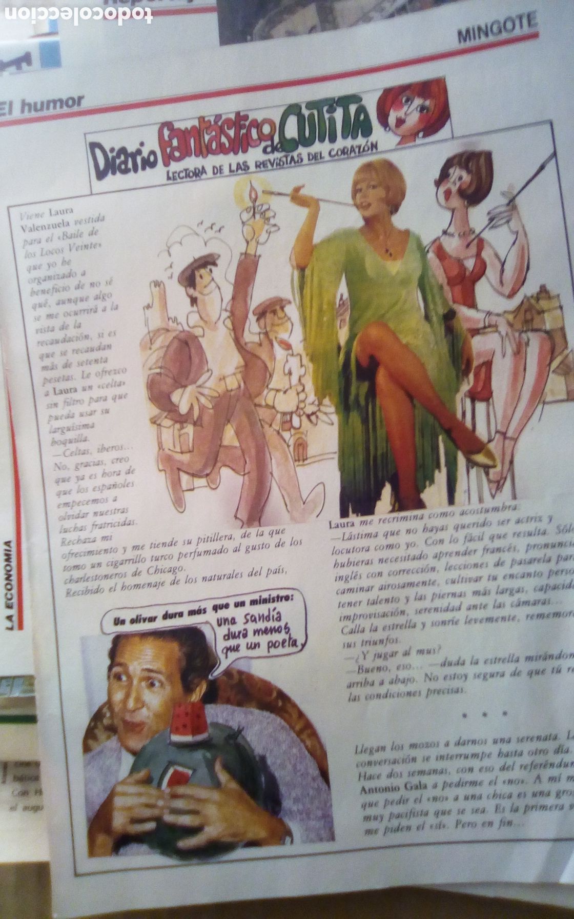Otros art&iacute;culos de coleccionismo en papel: Diario fant&aacute;stico de Cutita. Laura Valenzuela, Antonio Gala. Revista &Eacute;poca. 07-04-1986. Es 1 hoja.