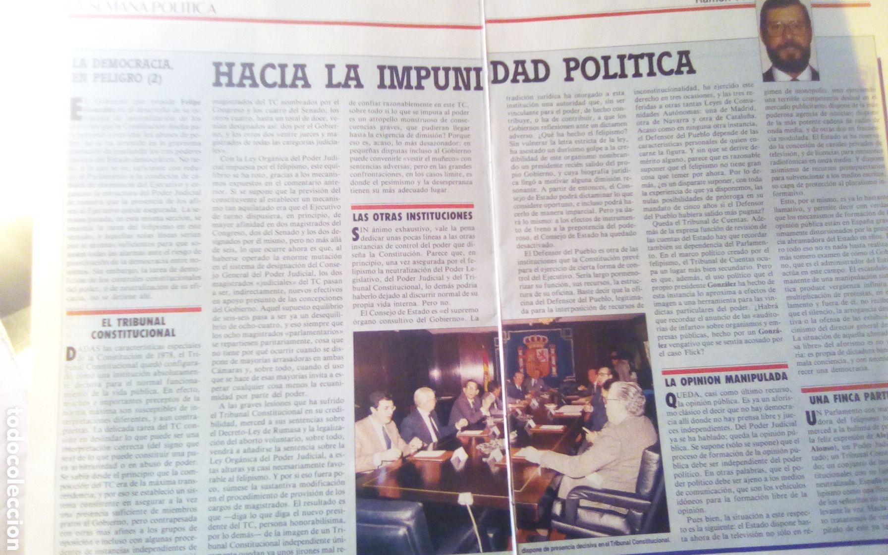 Otros art&iacute;culos de coleccionismo en papel: La semana pol&iacute;tica. La democracia en peligro (2). Hacia la impunidad pol&iacute;tica. Revista &Eacute;poca. 1986.