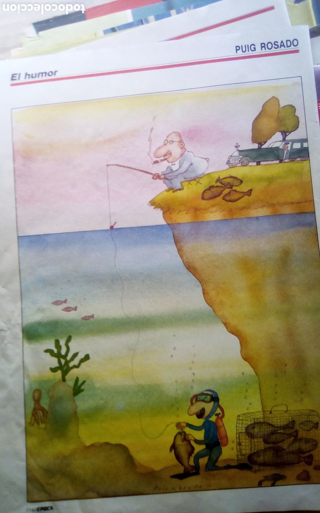 Otros art&iacute;culos de coleccionismo en papel: El humor de Puig Rosado, detr&aacute;s publicidad Volkswagen Santana. Revista &Eacute;poca. 07-04-1986. Es 1 hoja.