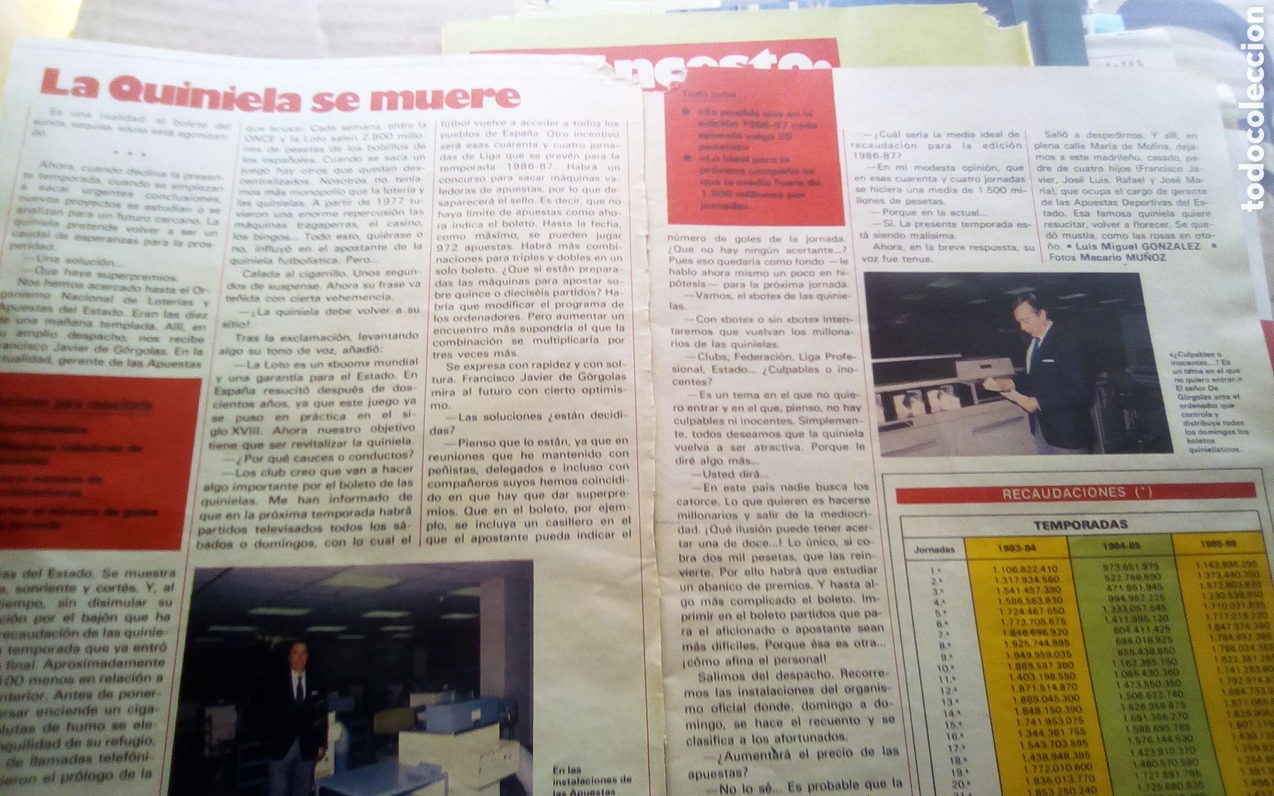 Otros art&iacute;culos de coleccionismo en papel: La quiniela se muere. Revista as semanal, n&deg; 8. 23-03-1986. Son 2 hojas.