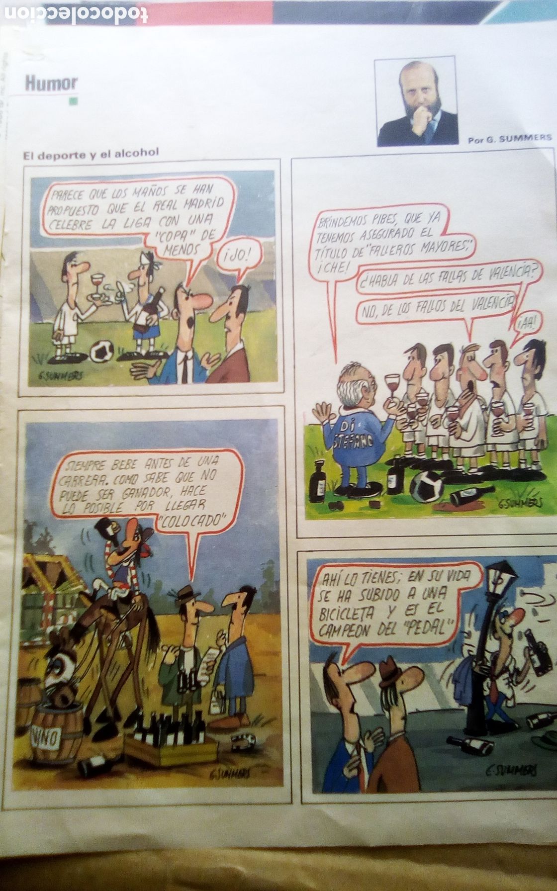 Otros art&iacute;culos de coleccionismo en papel: Hoja humor de G. Summers. Revista as semanal, n&deg; 8. 23-03-1986.