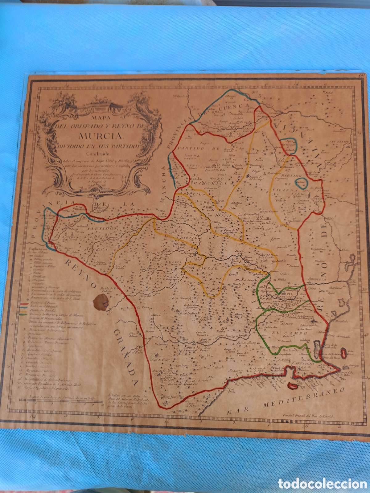 Otros art&iacute;culos de coleccionismo en papel: ANTIGUO MAPA DEL OBISPADO DE MURCIA. 1768