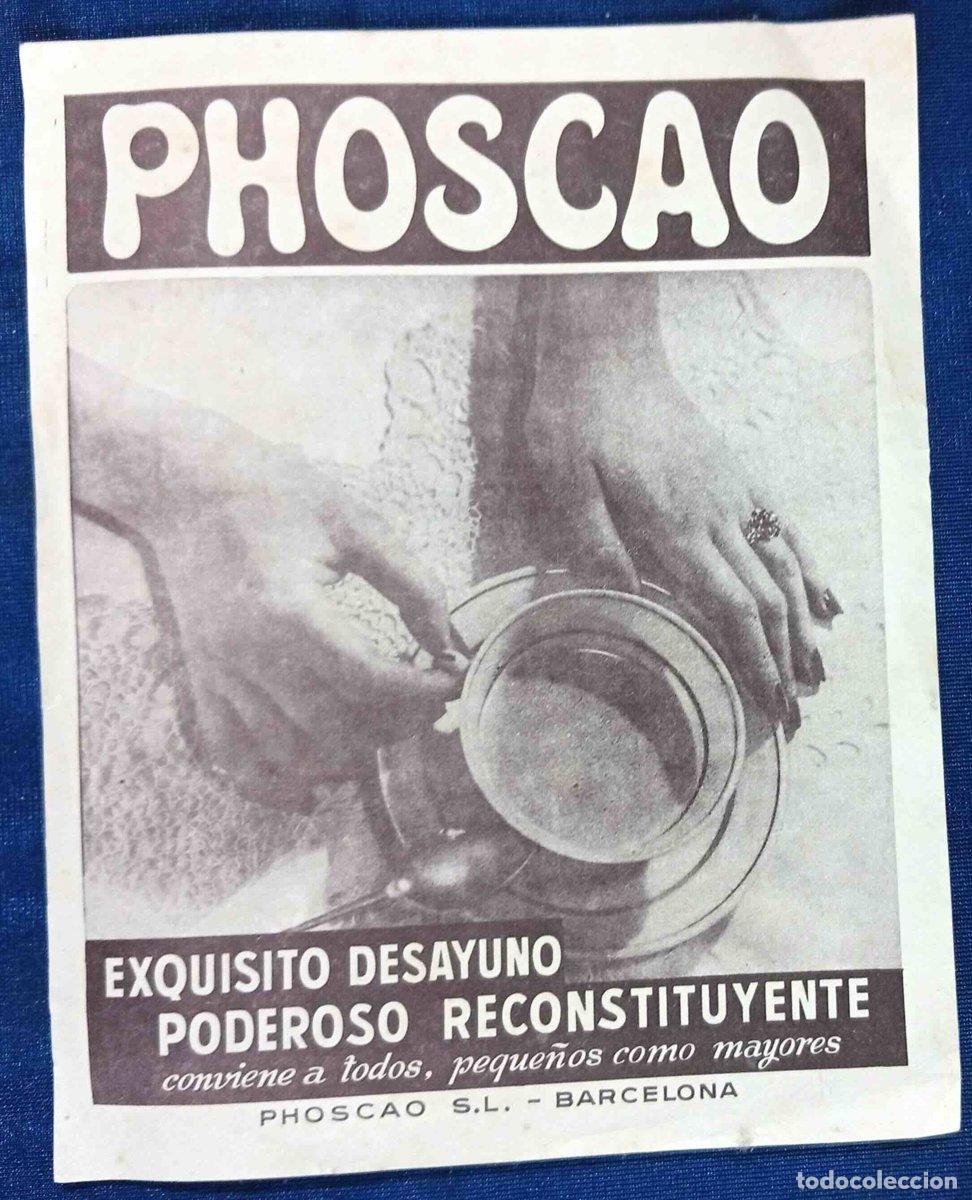 Otros art&iacute;culos de coleccionismo en papel: HOJA VOLANTE CON PUBLICIDAD DE PHOSCAO. EXQUISITO DESAYUNO. BARCELONA, SIN FECHA.