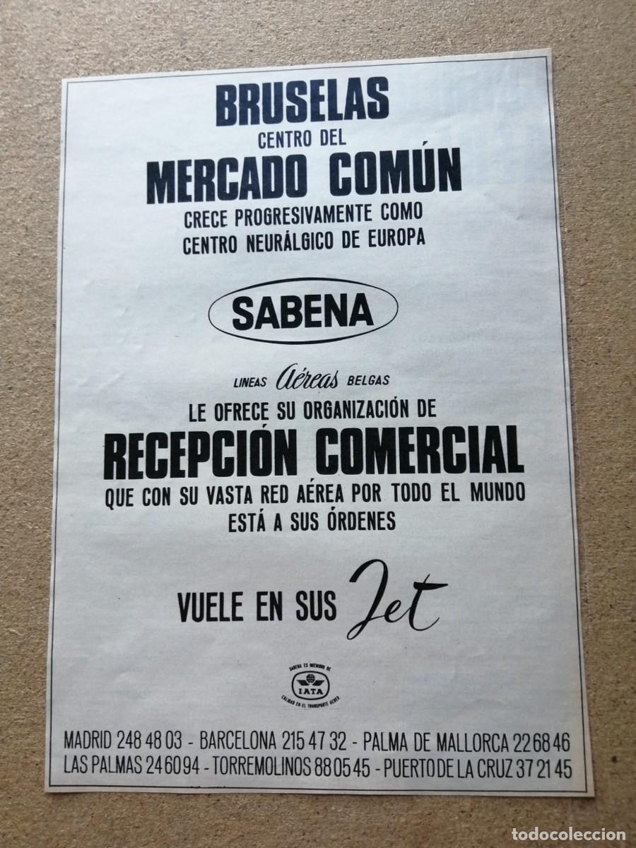Otros art&iacute;culos de coleccionismo en papel: ANUNCIO. LINEAS AEREAS SABENA