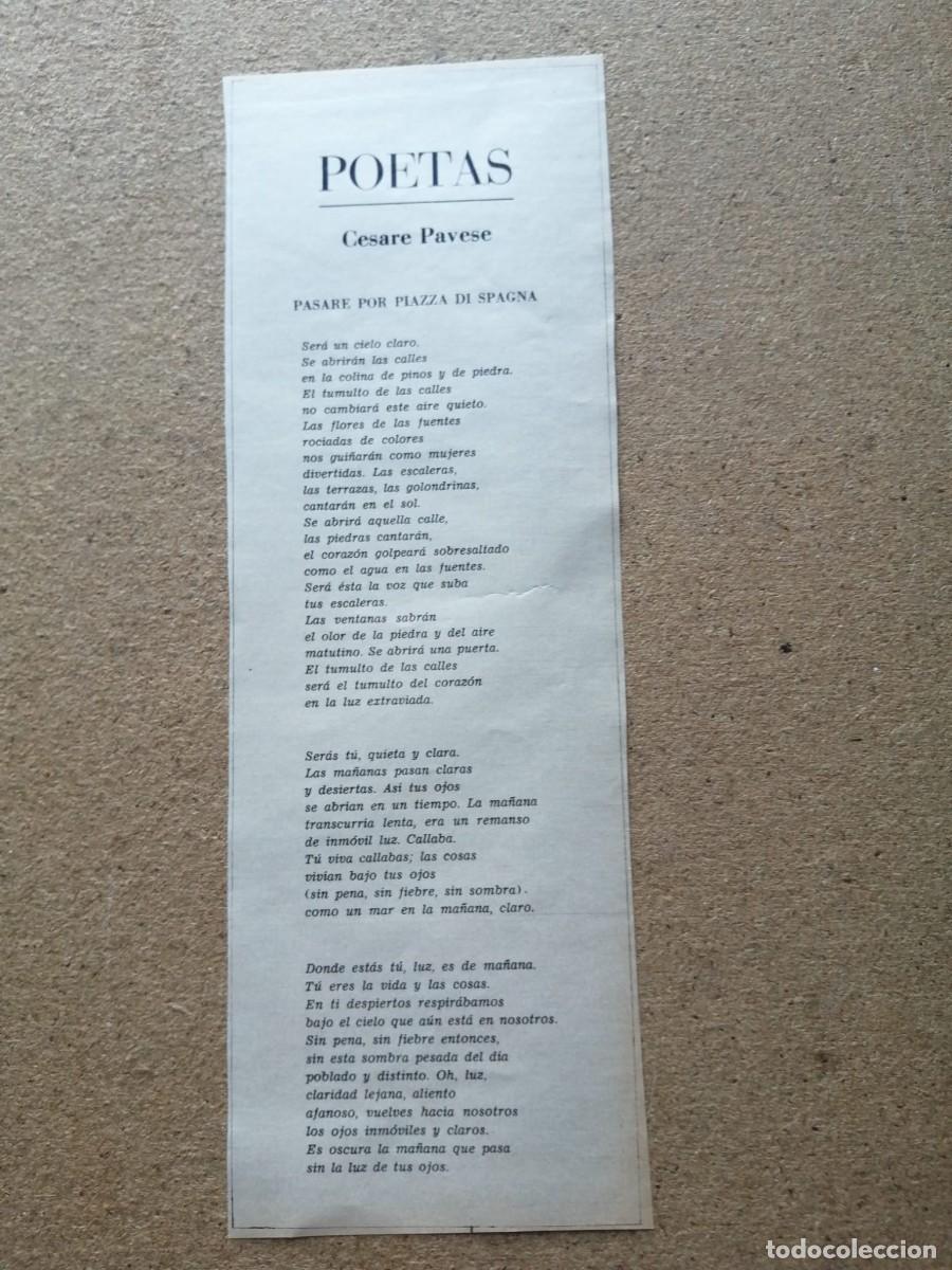 Otros art&iacute;culos de coleccionismo en papel: ARTICULO PRENSA. POETAS, CESARE PAVESE