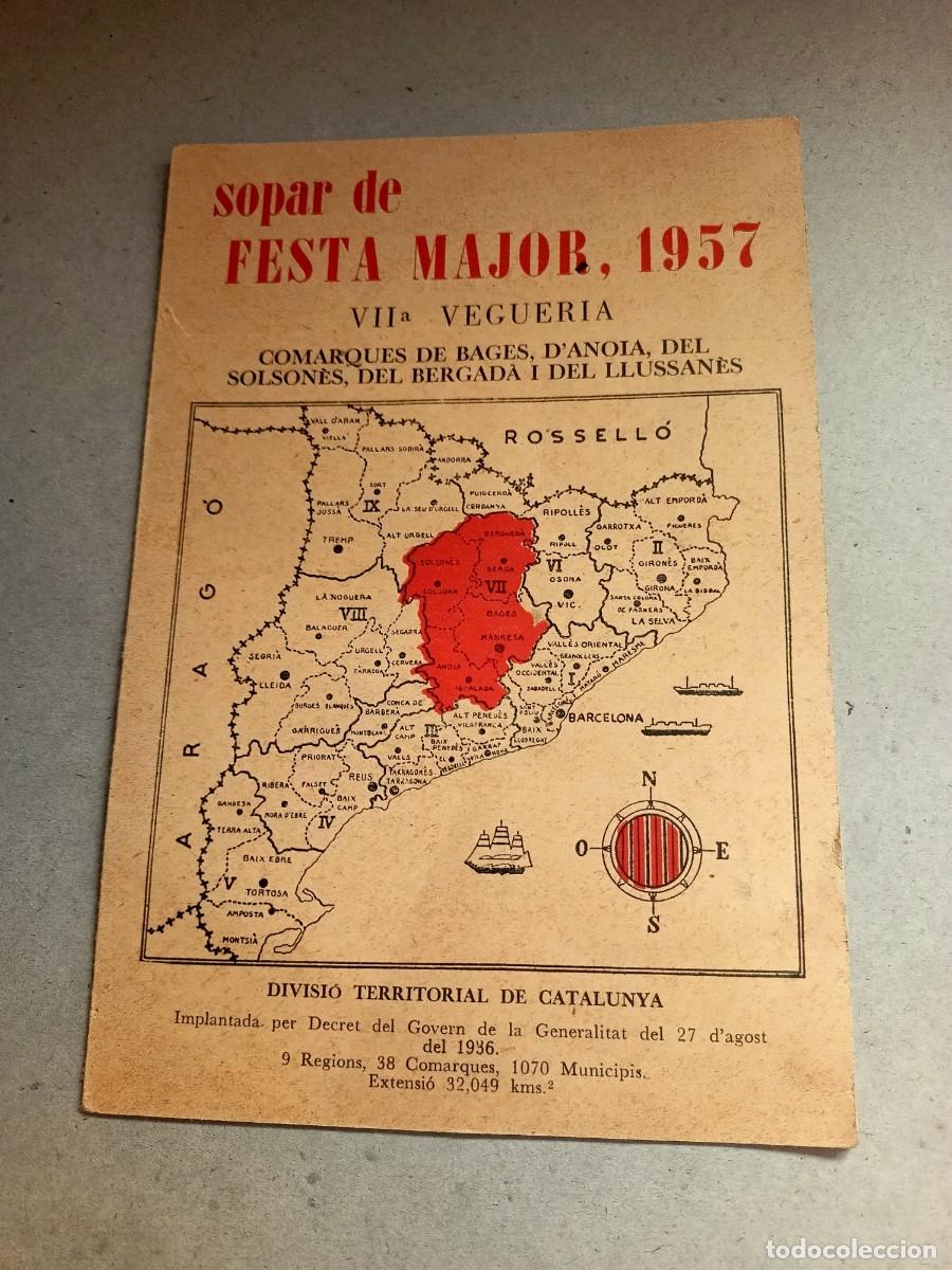 Otros art&iacute;culos de coleccionismo en papel: INVITACIO AL SOPAR DE FESTA MAJOR 1957 &rdquo;VII VEGUERIA&rdquo; AL RESTAURANT ORFEO CATALA DE MEXIC,