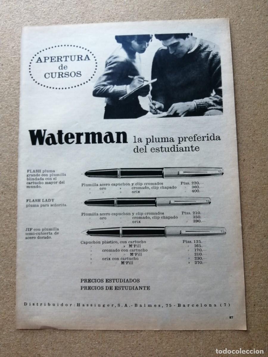 Otros art&iacute;culos de coleccionismo en papel: ANUNCIO. PLUMAS Y BOLIGRAFOS WATERMAN