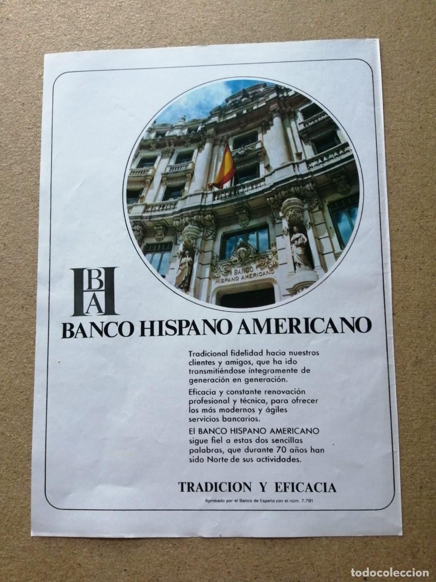 Otros art&iacute;culos de coleccionismo en papel: ANUNCIO. BANCO HISPANO AMERICANO