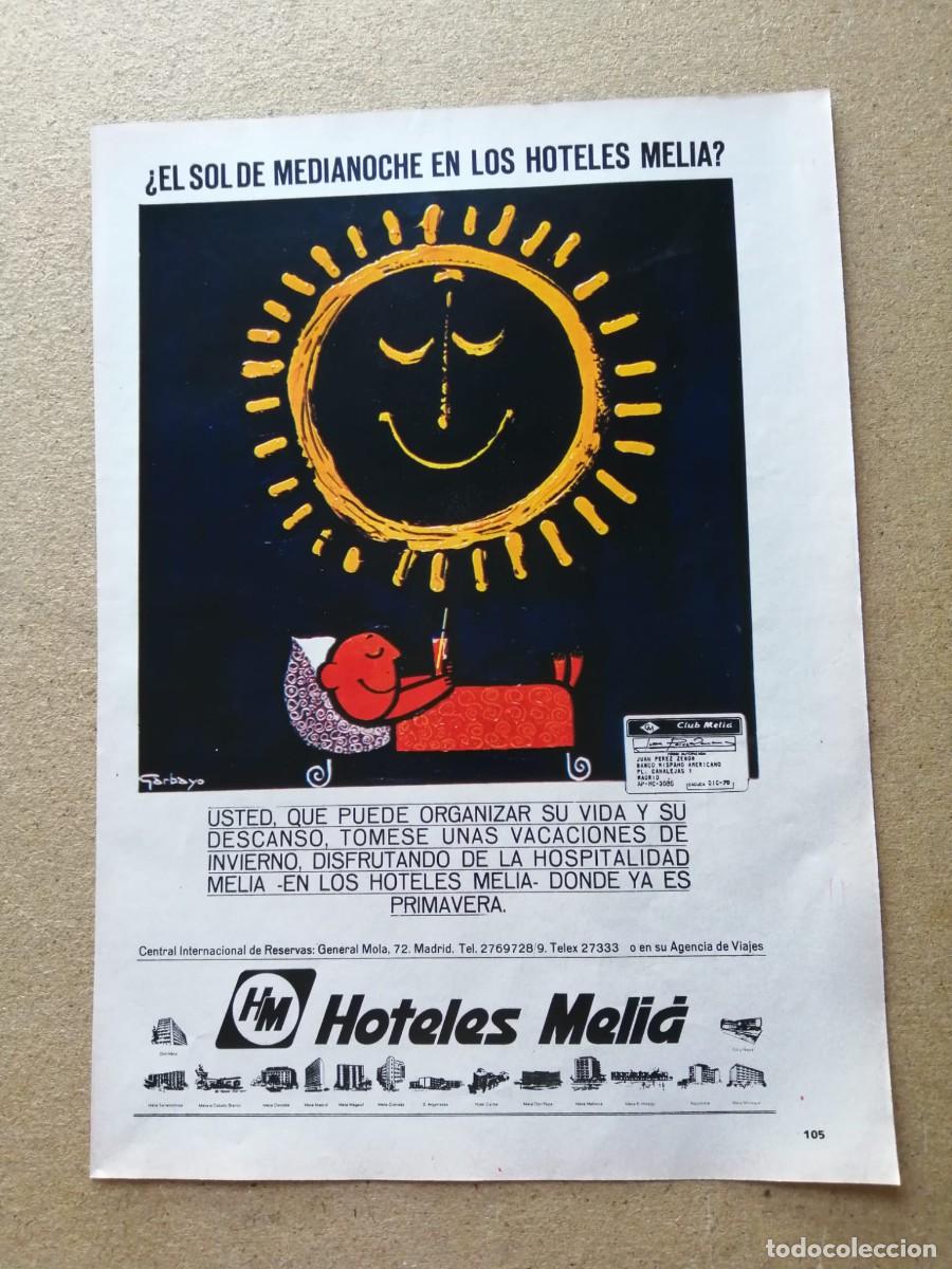 Otros art&iacute;culos de coleccionismo en papel: ANUNCIO. HOTELES MELIA