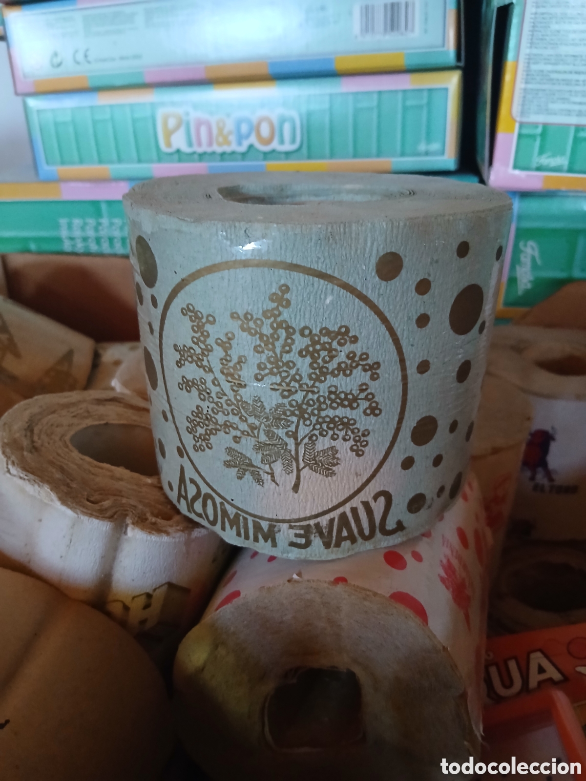 Otros art&iacute;culos de coleccionismo en papel: Rollo de papel higienico suave mimosa celeste