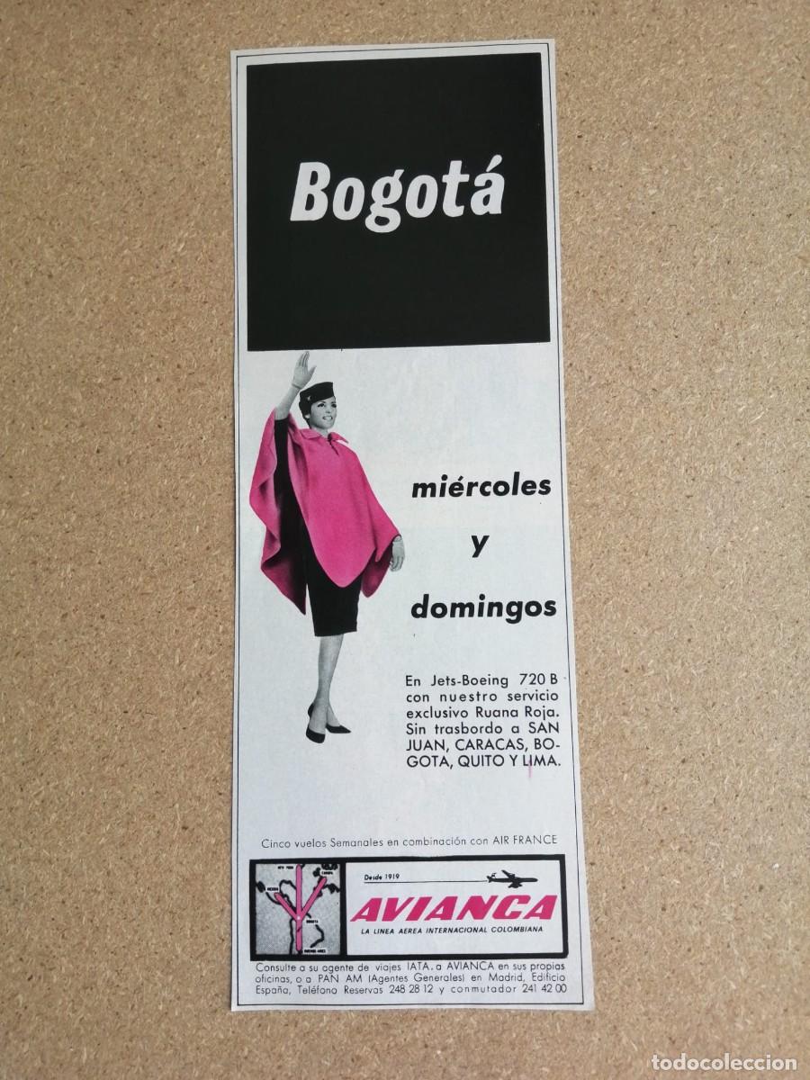 Otros art&iacute;culos de coleccionismo en papel: ANUNCIO. AVIANCA, LA LINEA INTERNACIONAL COLOMBIANA