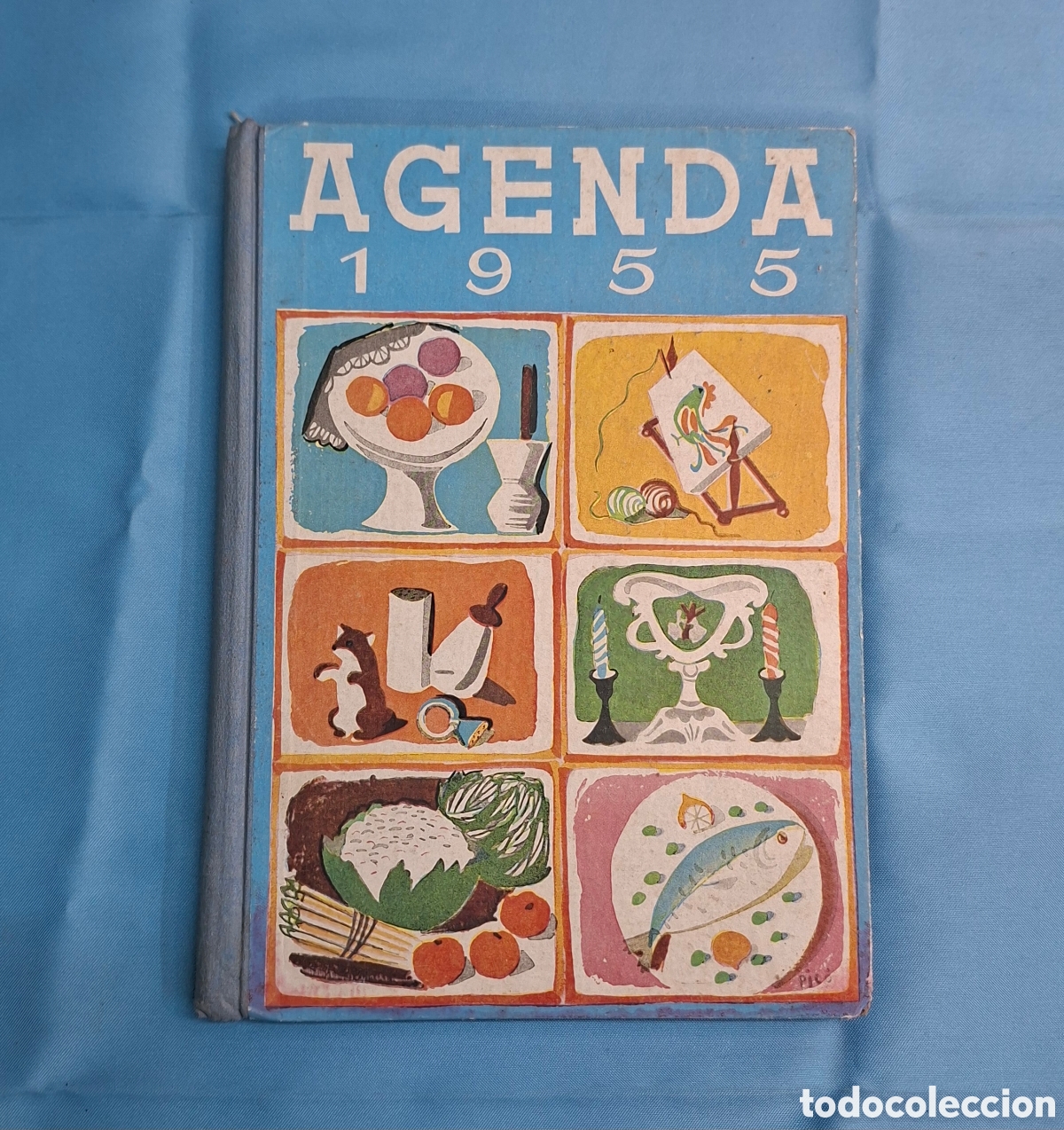 Otros art&iacute;culos de coleccionismo en papel: Agenda vintage 1955 &ndash; portada ilustrada mid‑century