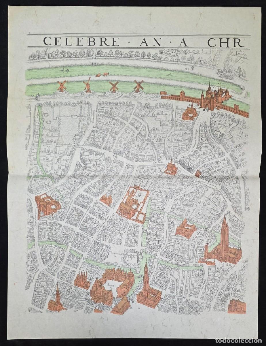 Otros art&iacute;culos de coleccionismo en papel: Gran Plano Antiguo de Ciudad Hist&oacute;rica Flamenca (1562) 60X46CM