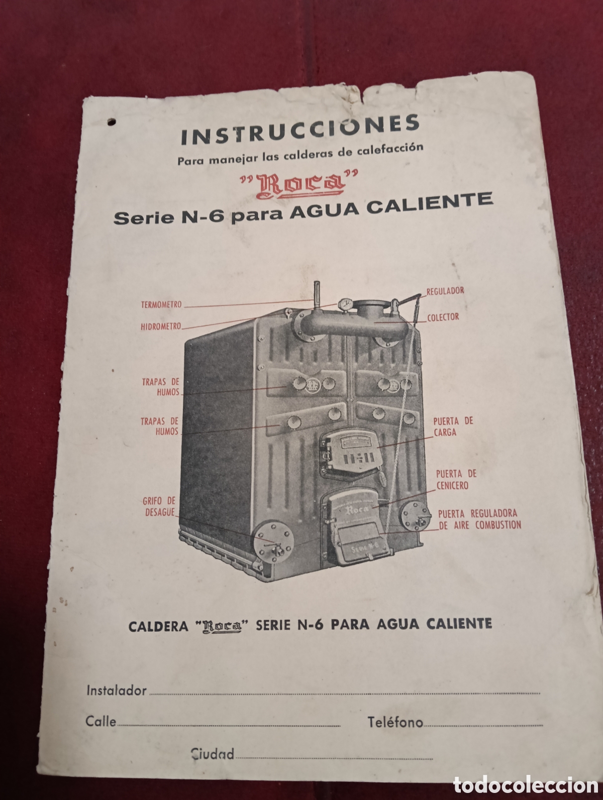 Otros art&iacute;culos de coleccionismo en papel: Instrucciones caldera roca