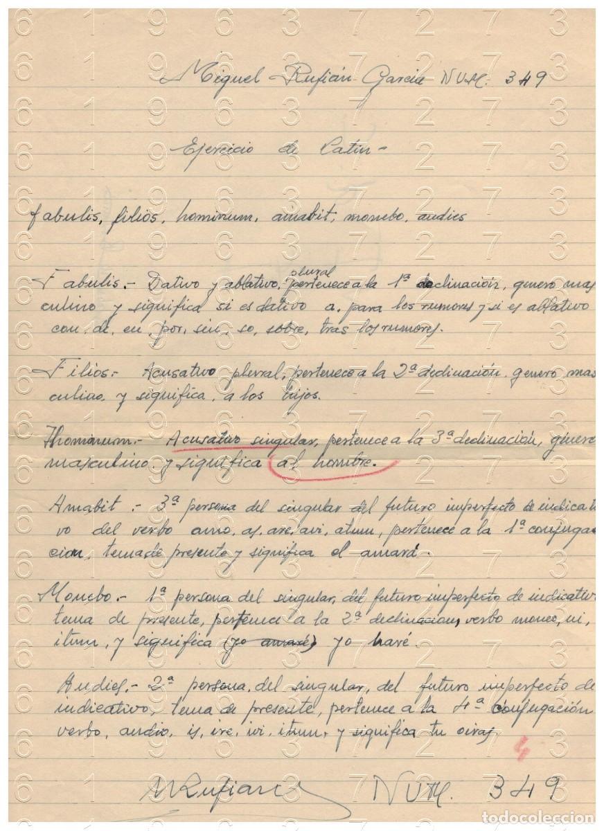 Otros art&iacute;culos de coleccionismo en papel: SEVILLA MIGUEL RUFIAN GARCIA 1958 MANUSCRITO LATIN 1 HOJA M32