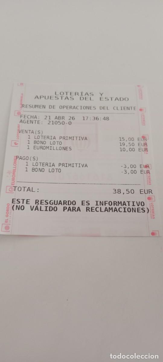 Otros art&iacute;culos de coleccionismo en papel: RESGUARDO LOTERIA EL DE FOTO C-FPP