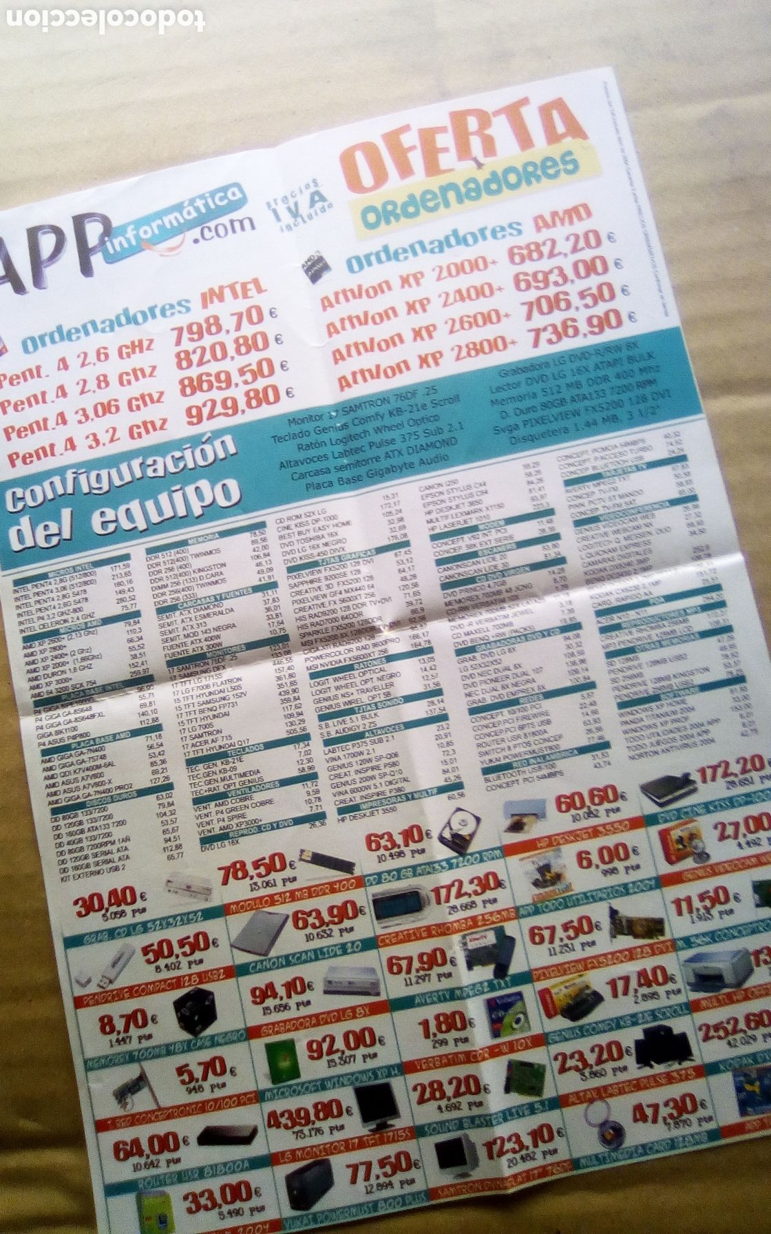 Otros art&iacute;culos de coleccionismo en papel: Folleto publicidad APP inform&aacute;tica. A&ntilde;o 2004. Una hoja a dos caras.