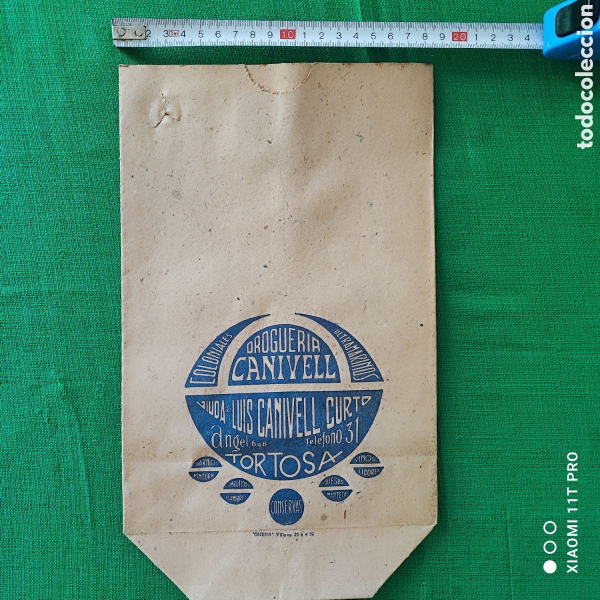 Otros art&iacute;culos de coleccionismo en papel: Bolsa papel Luis Canivell Curto, Tortosa.