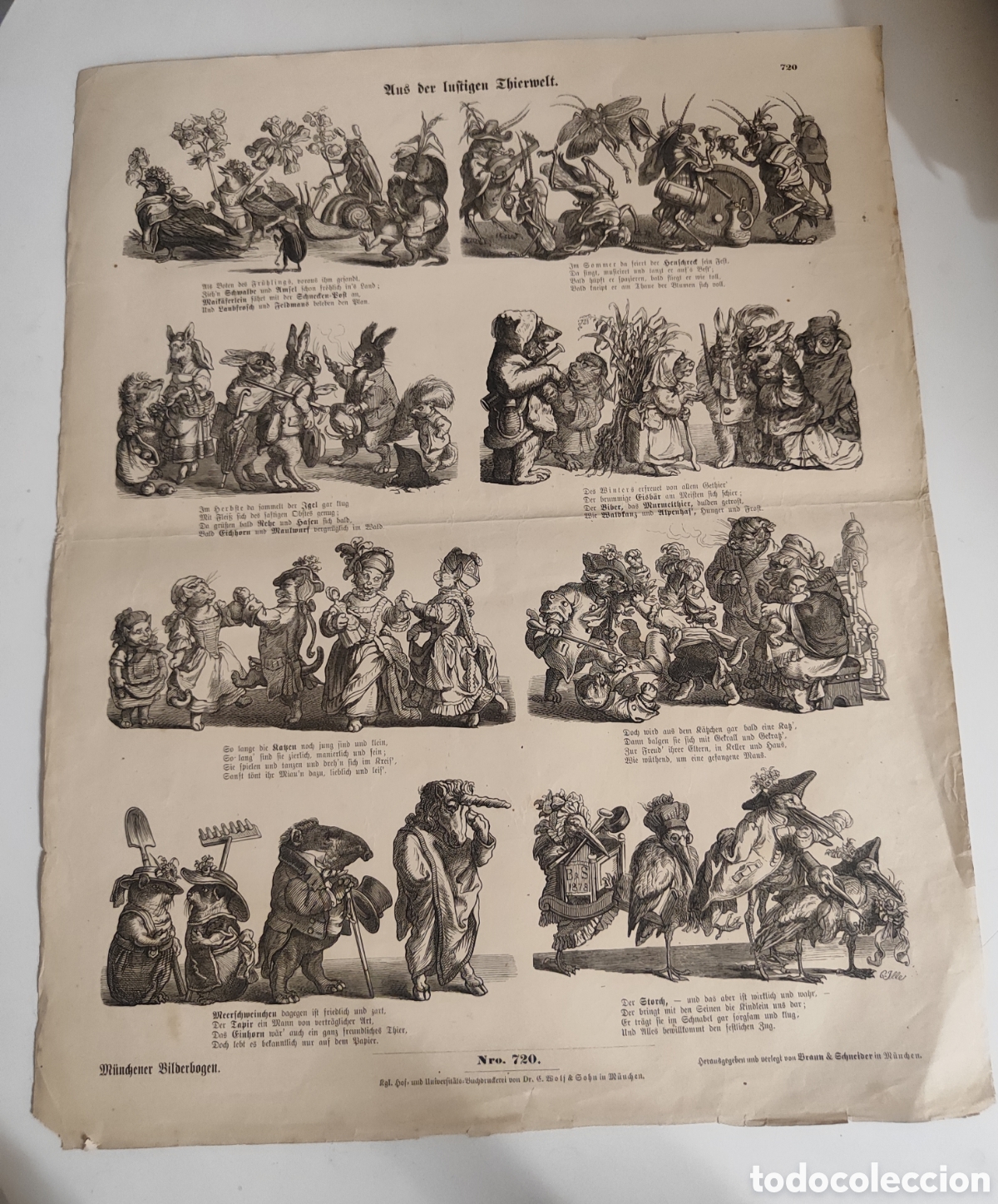 Otros art&iacute;culos de coleccionismo en papel: Lamina de papel alemana antigua siglo XXI.M&uuml;nchener Bilderbogen (Pliegos de im&aacute;genes de M&uacute;nich),