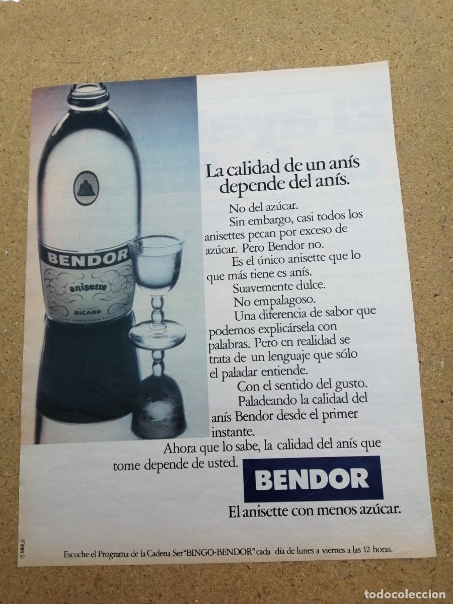 Otros art&iacute;culos de coleccionismo en papel: ANUNCIO. ANISETTE BENDOR