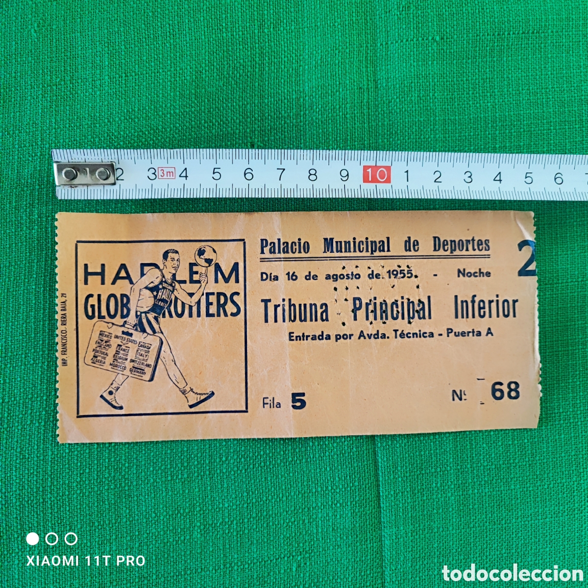 Otros art&iacute;culos de coleccionismo en papel: Entrada baloncesto Harlem Globetrotters 1955.