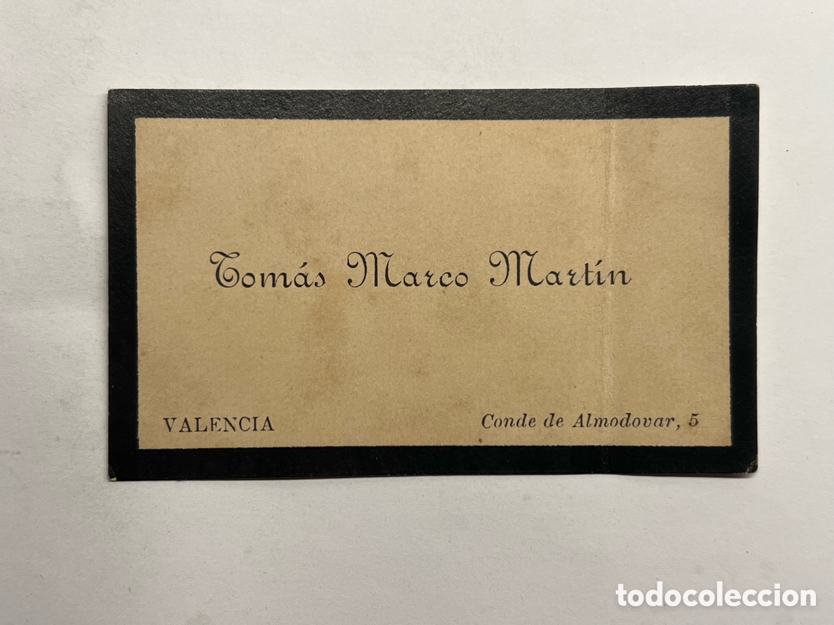 Otros art&iacute;culos de coleccionismo en papel: TARJETA FUNERARIA.. Tom&aacute;s Marco Marin, Valencia.. (h.1900?) Papeler&iacute;a de luto..