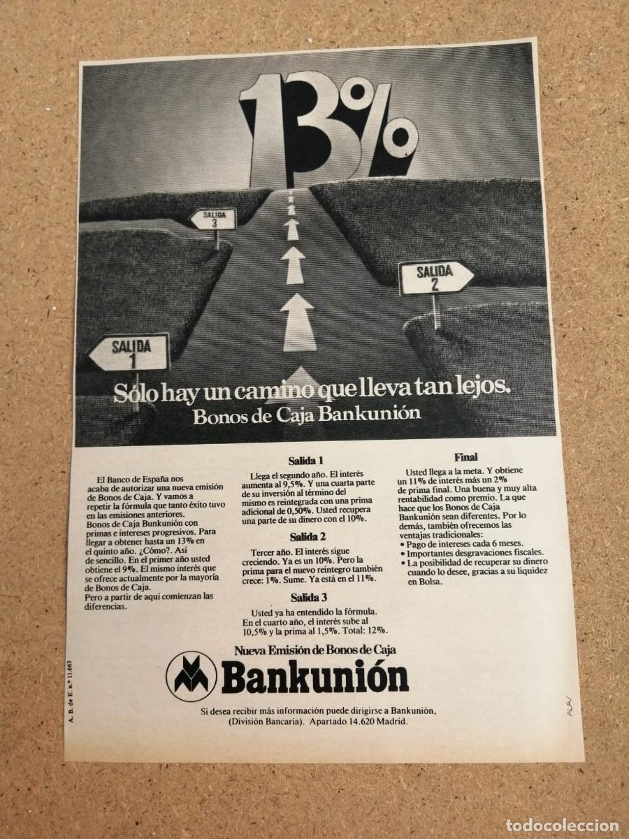 Otros art&iacute;culos de coleccionismo en papel: ANUNCIO. BANKUNION..