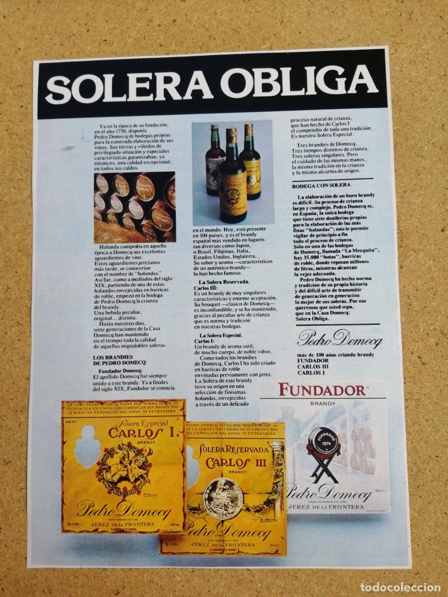Otros art&iacute;culos de coleccionismo en papel: ANUNCIO. SOLERA OBLIGA, DE PEDRO DOMECQ