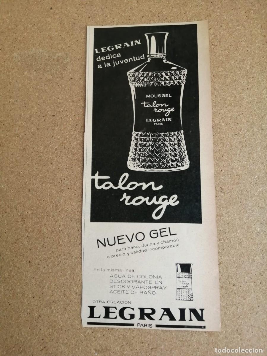 Otros art&iacute;culos de coleccionismo en papel: ANUNCIO. NUEVO GEL TALON ROUGE, DE LEGRAIN