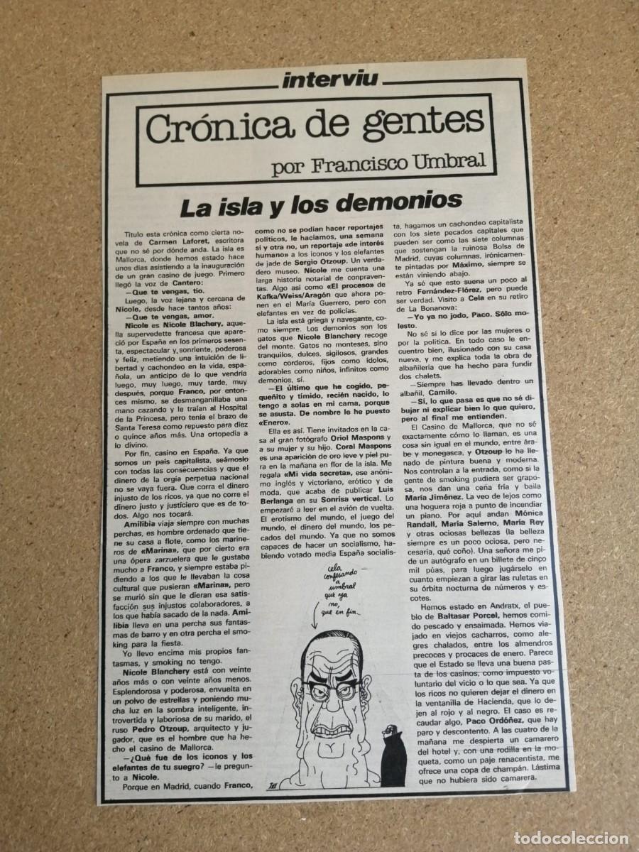 Otros art&iacute;culos de coleccionismo en papel: ARTICULO FRANCISCO UMBRAL (INTERVIU)