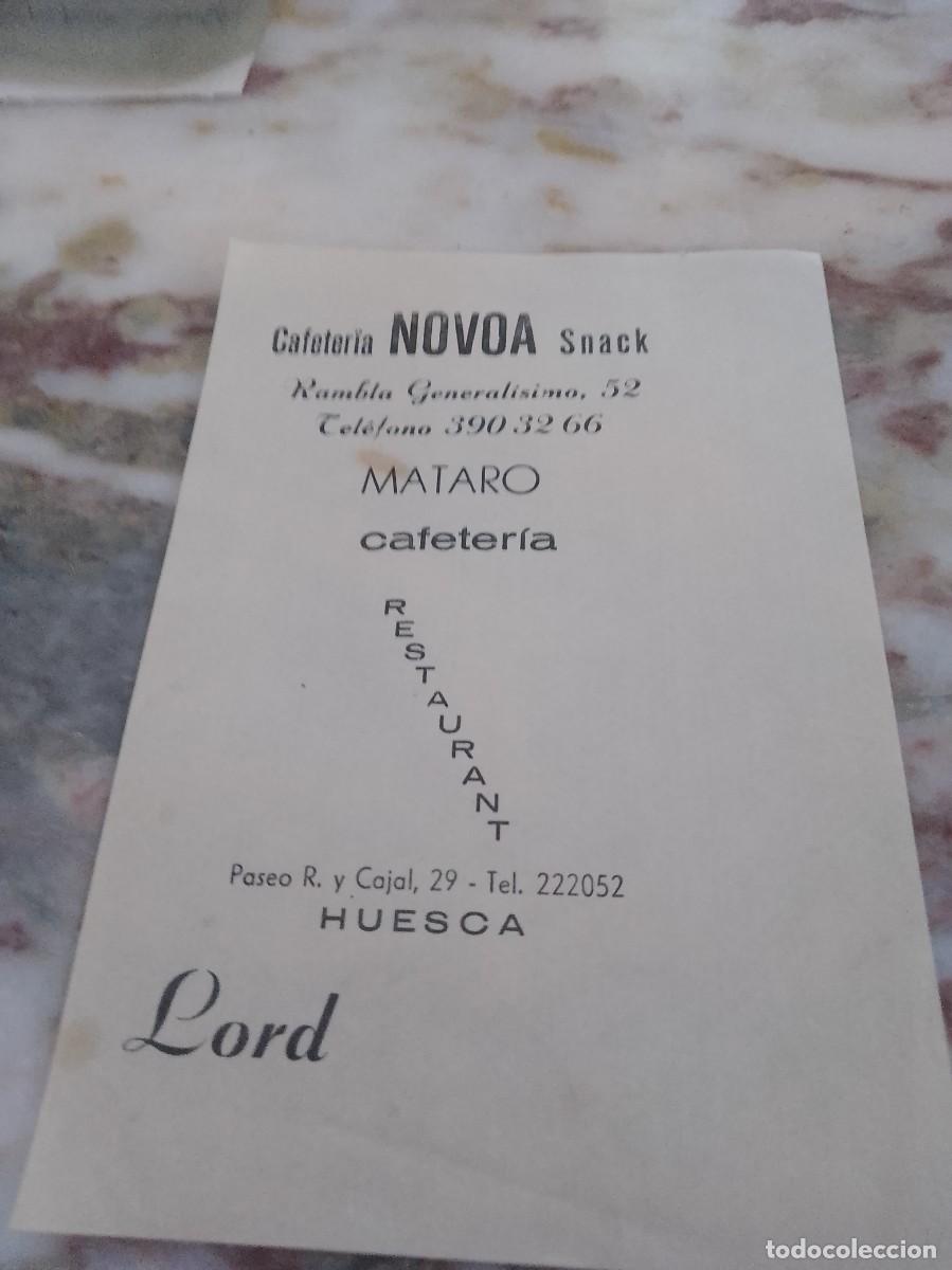 Otros art&iacute;culos de coleccionismo en papel: Cafeter&iacute;a novoa snack rambla Lord Matar&oacute; Huesca
