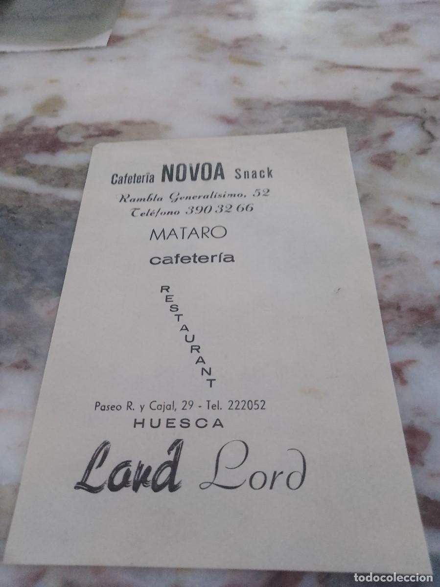 Otros art&iacute;culos de coleccionismo en papel: Cafeter&iacute;a novoa snack rambla Lord Matar&oacute; Huesca