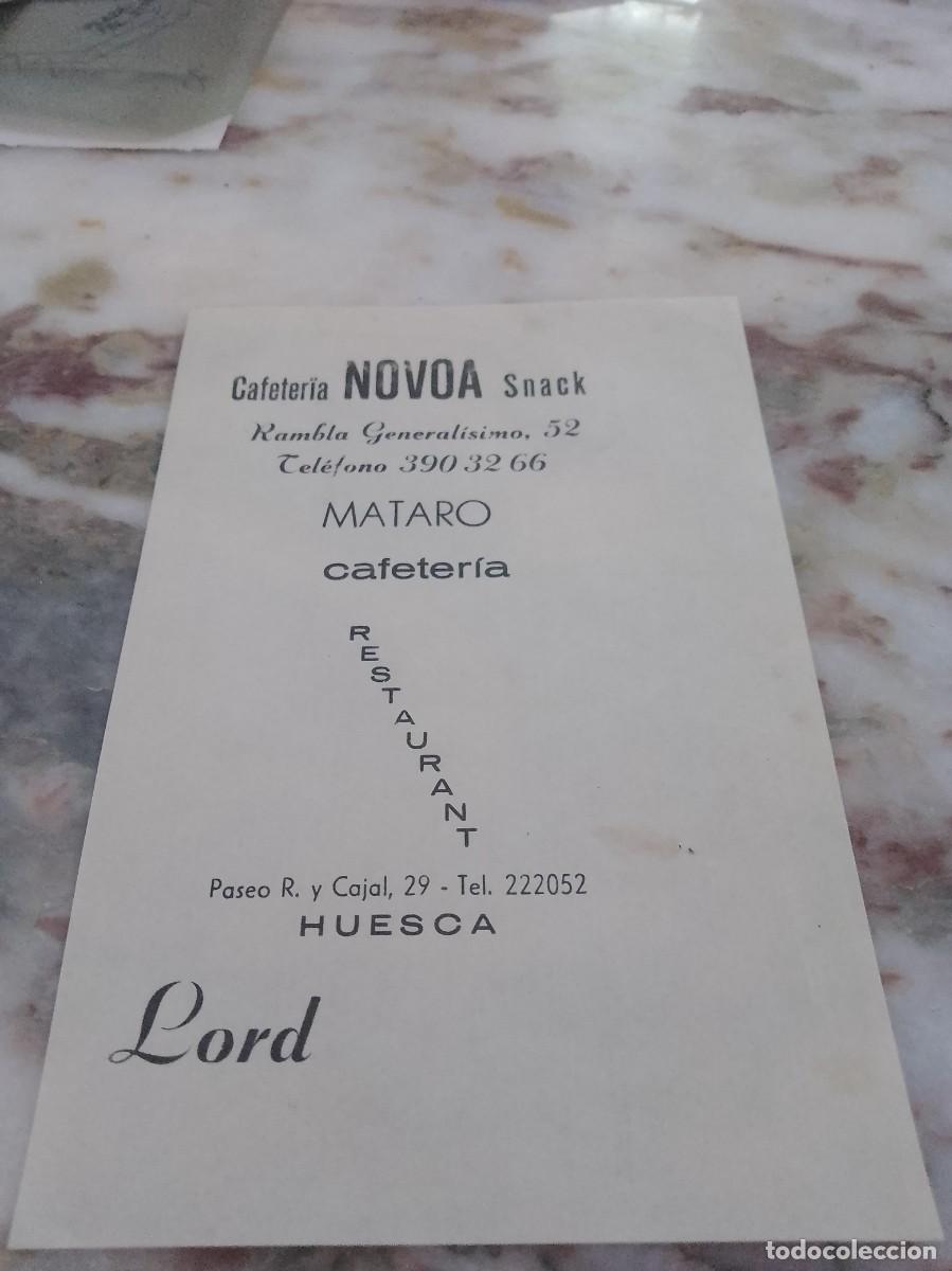 Sammelleidenschaft Andere Papierartikel: Cafeter&iacute;a novoa snack rambla Lord Matar&oacute; Huesca