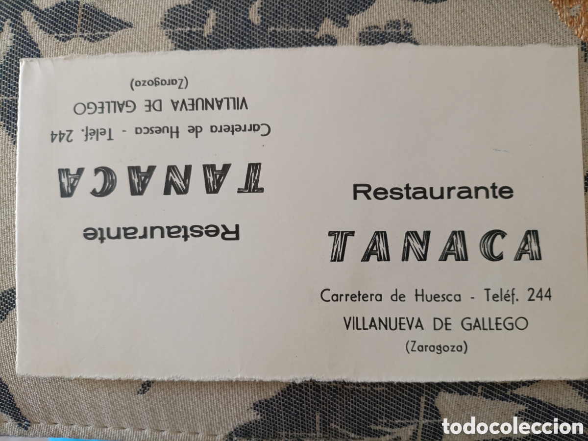 Otros art&iacute;culos de coleccionismo en papel: Restaurante Tanaka Villanueva de G&aacute;llego Zaragoza cartel publicitario
