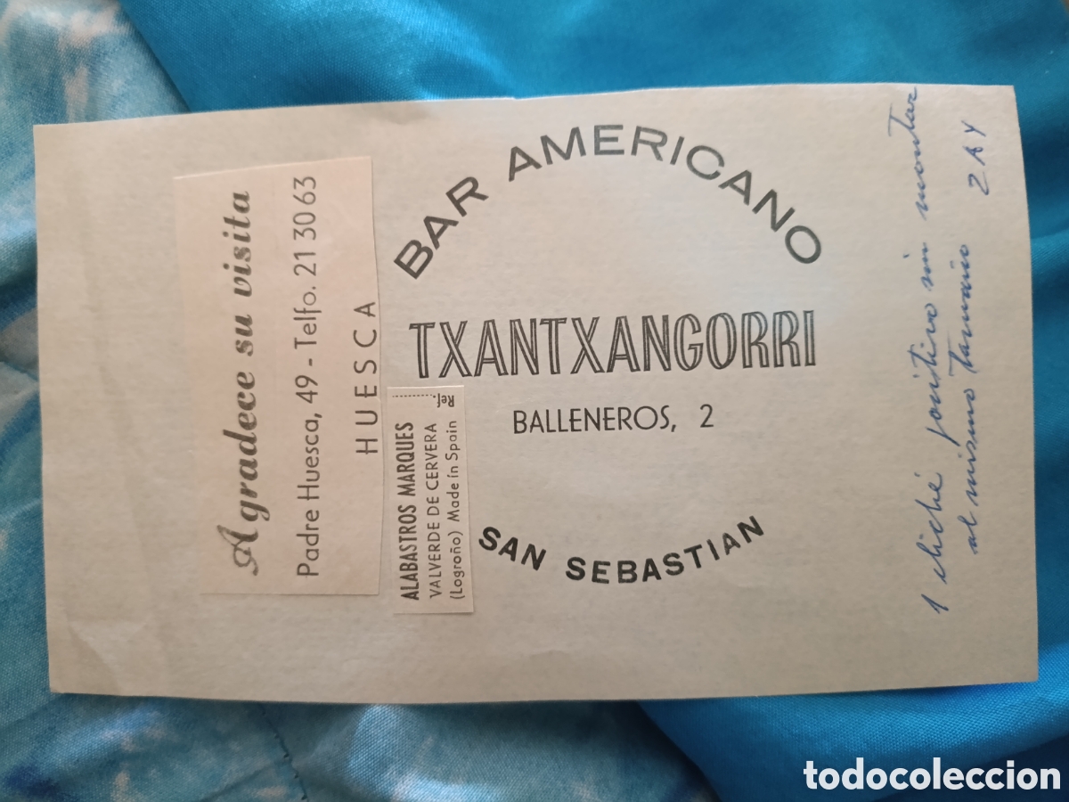 Otros art&iacute;culos de coleccionismo en papel: BAR AMERICANO TXANTXAGORRI SAN SEBASTI&Aacute;N