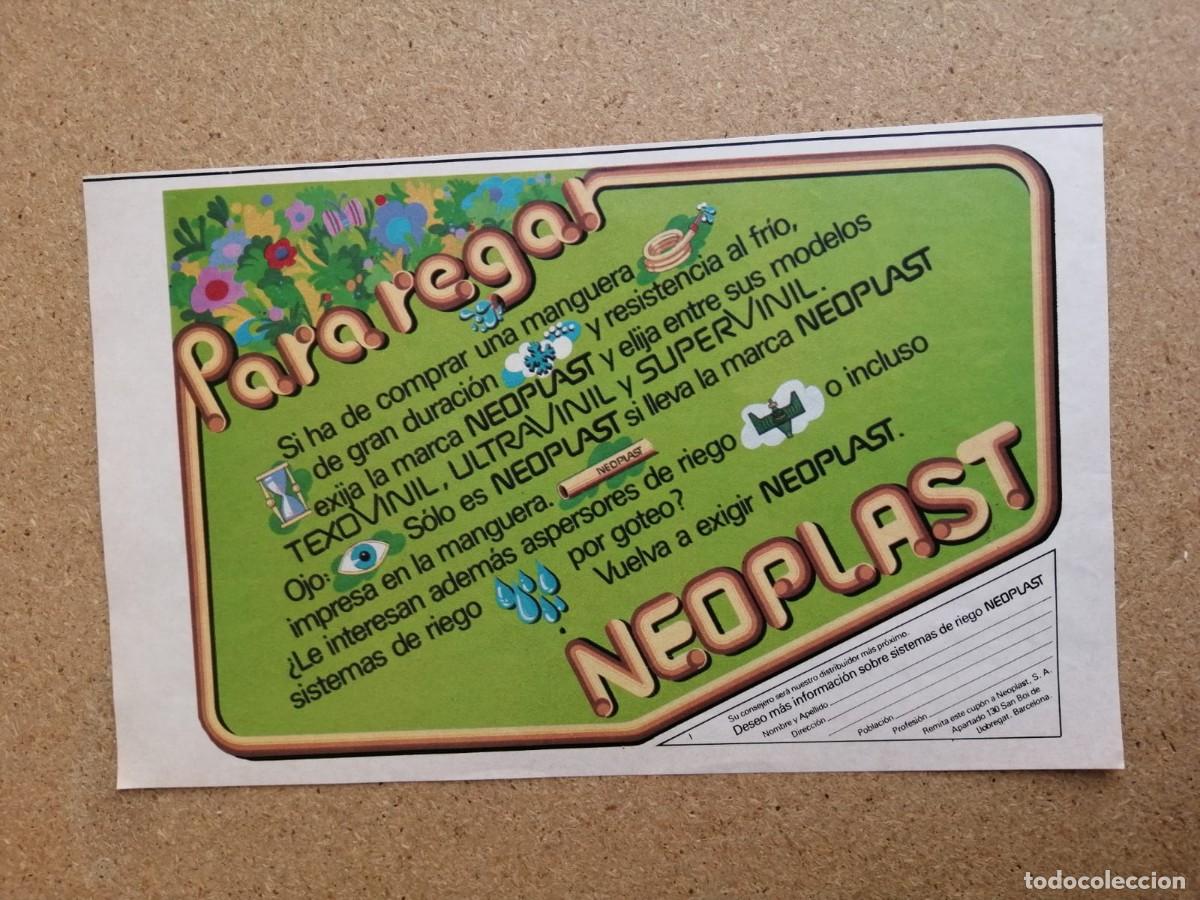 Otros art&iacute;culos de coleccionismo en papel: ANUNCIO. PARA REGAR... NEOPLAST