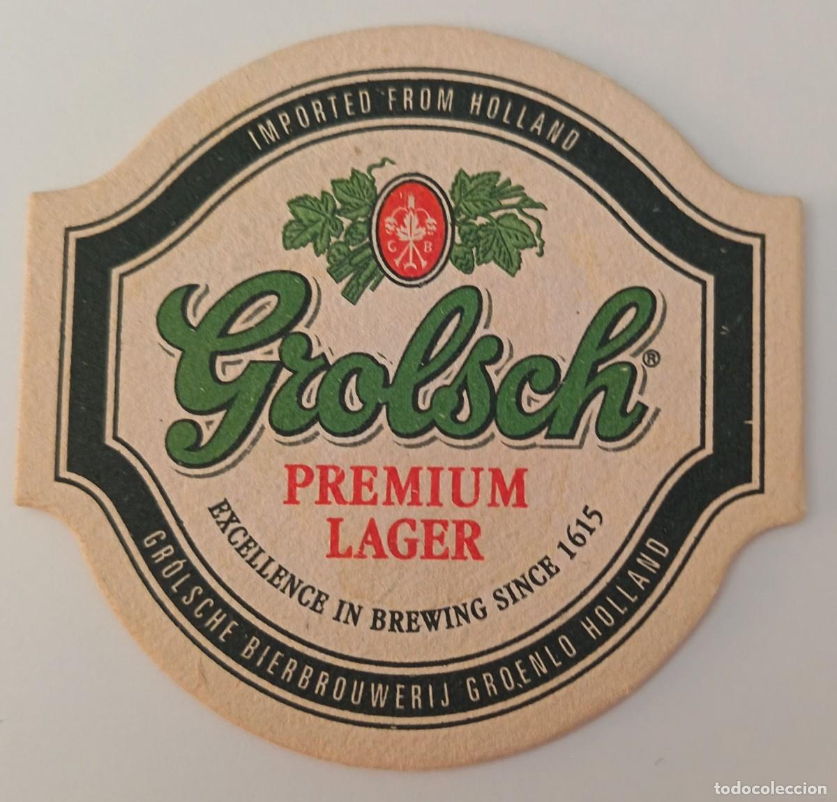 Otros art&iacute;culos de coleccionismo en papel: Posavasos. Posavasos oval Grolsch Premium Lager. Holanda.