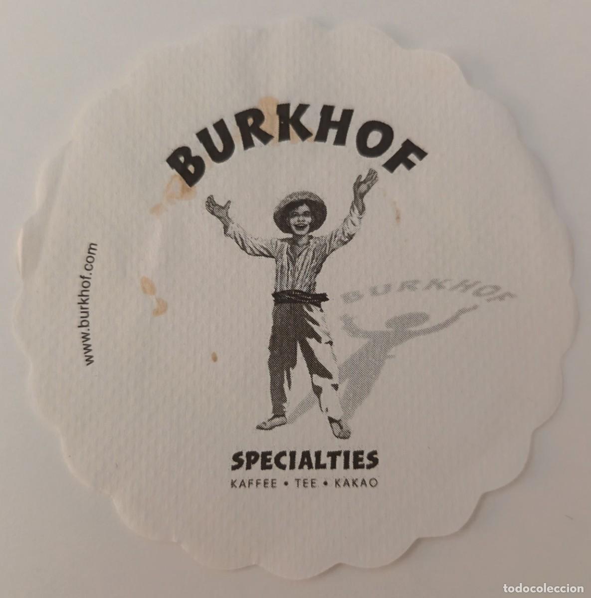 Otros art&iacute;culos de coleccionismo en papel: Posavasos. Posavasos redondo. Burkhof Specialties Kaffee, Tee, Kakao.