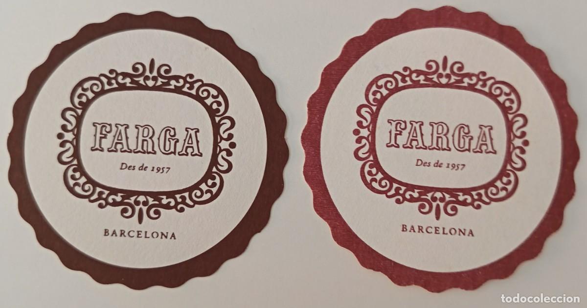 Otros art&iacute;culos de coleccionismo en papel: 2 Posavasos. Posavasos redondos. Farga dede 1957. Barcelona.