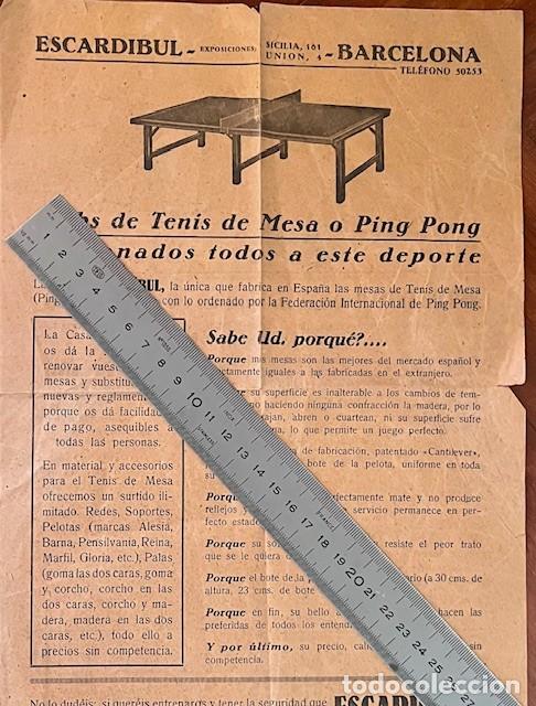 Otros art&iacute;culos de coleccionismo en papel: PROPAGANDA ANTIGUA, ESCARDIBUL, BARCELONA, CLUBS DE TENIS DE MESA O PING PONG