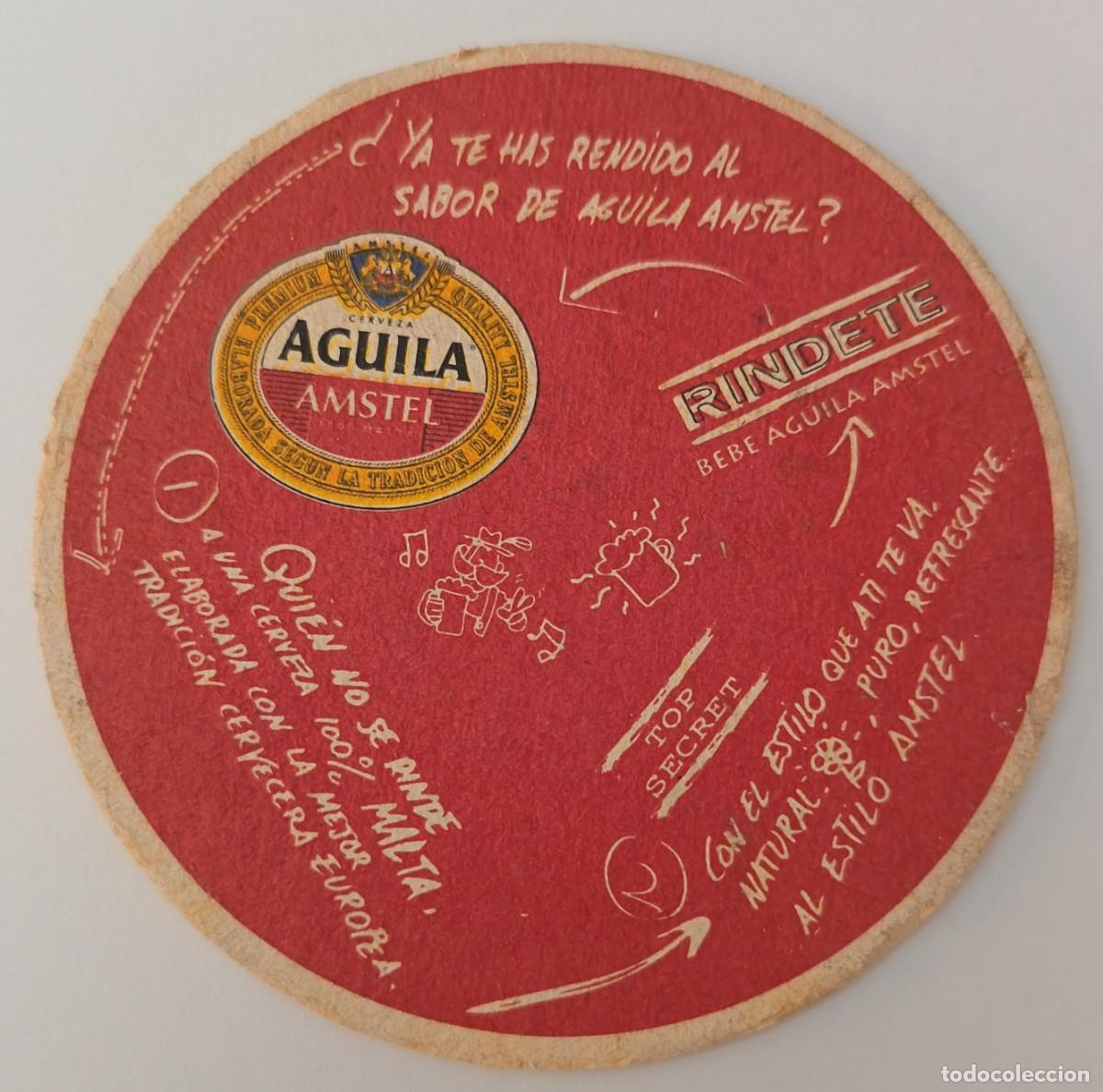 Otros art&iacute;culos de coleccionismo en papel: Posavasos. Posavasos redondo. Aguila Amstel. Rindete, Top Secret.
